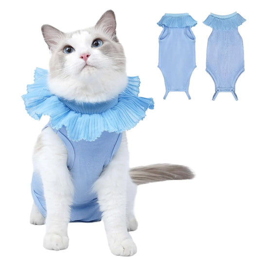 Cat Recovery Suit Cat Onesie for Cats After Surgery Female Breathable Cat Surgery Recovery Suit for Abdominal Wounds Post-Surgery Cat Surgical Spay Recovery Shirt for Cats Kitten Blue Small