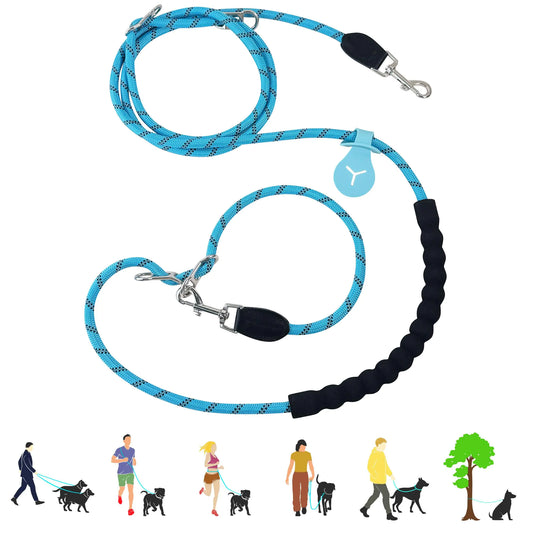 Hands Free Dog Leash 10FT Adjustable Waist Leash for Walking Reflective Nylon Heavy Duty 1/2 Inch Tangle Free No Pull for Large Medium Dogs Running Hiking Blue