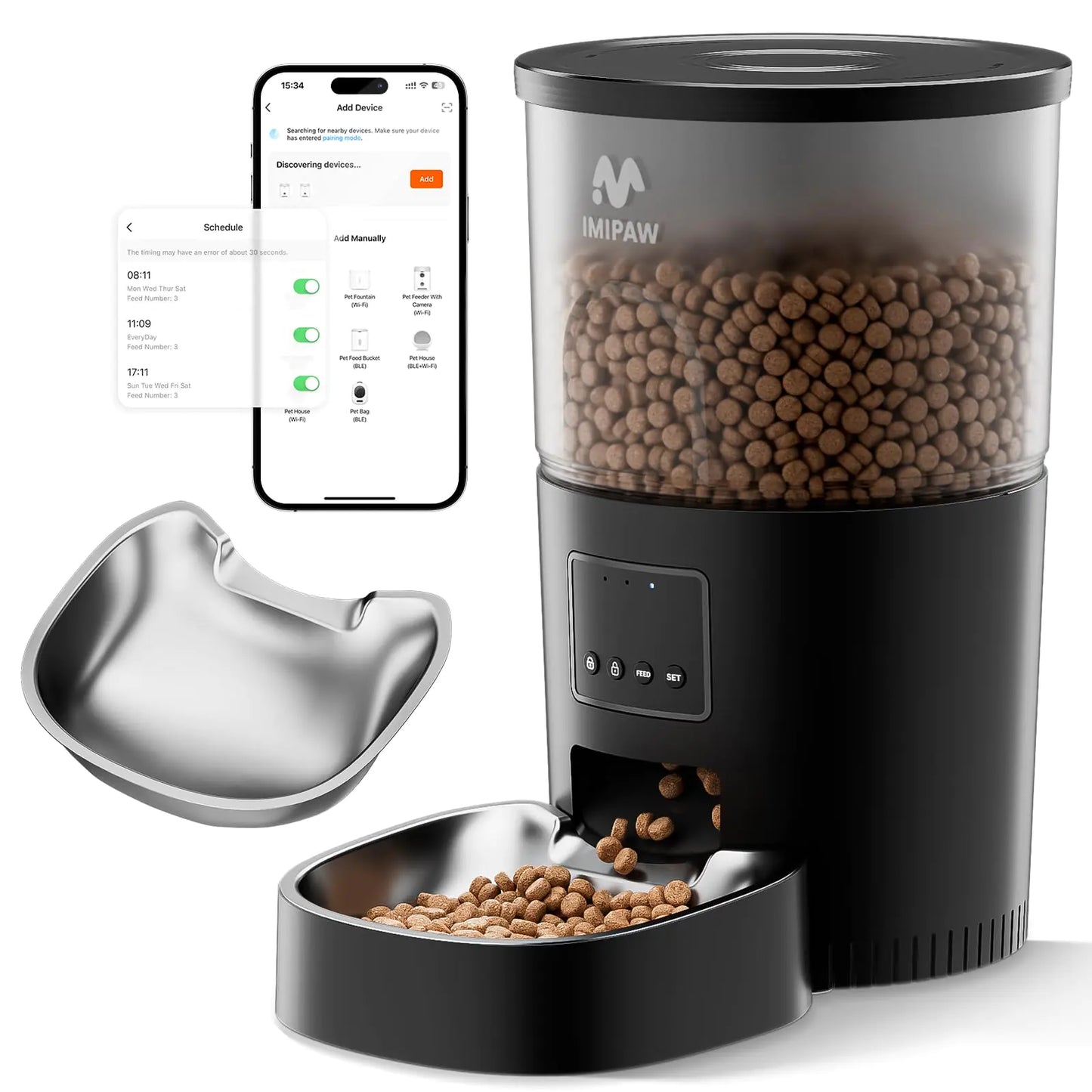 IMIPAW WiFi Cat Food Dispenser – App Control, 6L Capacity